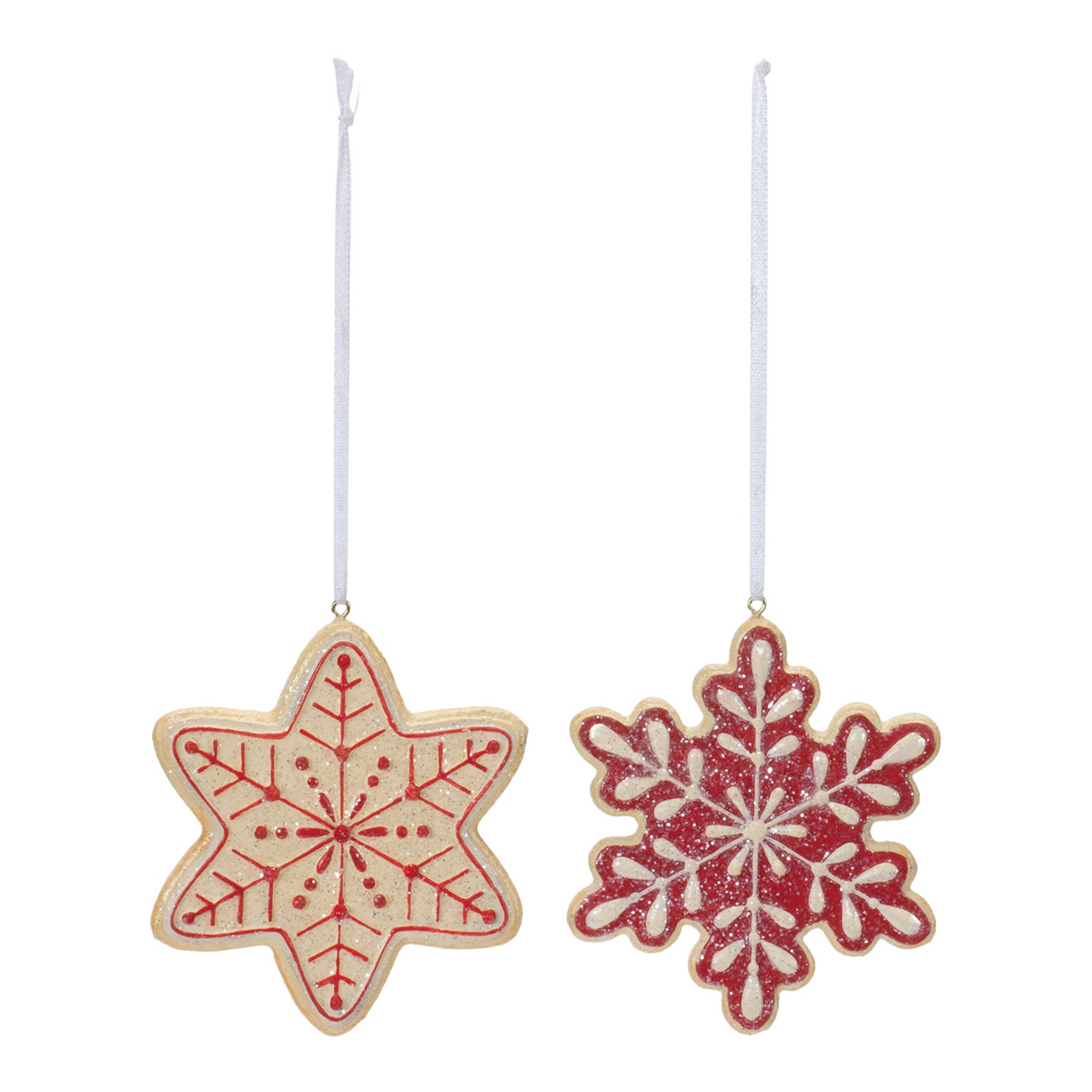 Gingerbread Snowflake Ornament (Set of 12) 4”H Resin -Ship Only