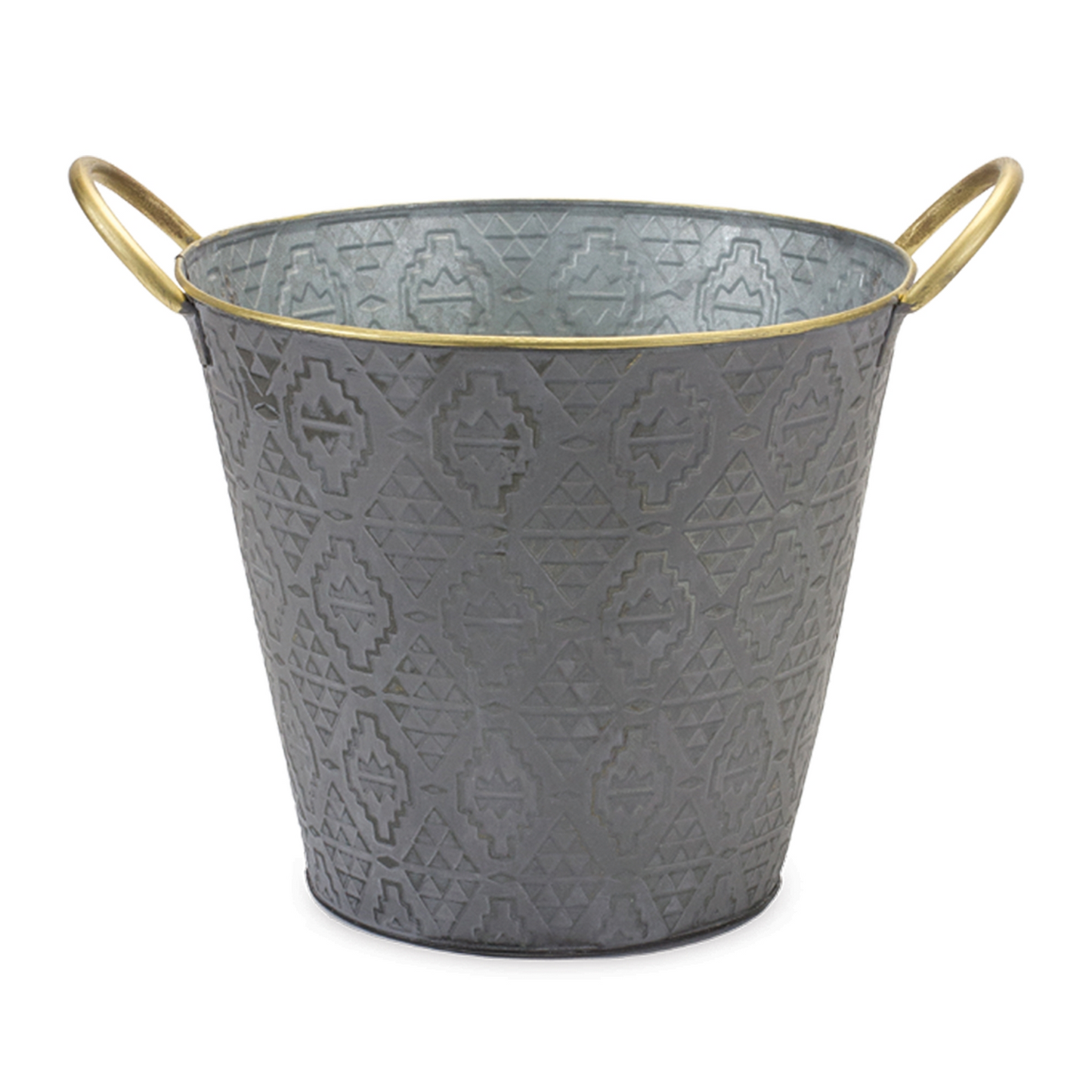 Metal Aztec Pail Planter (Set of 3) -Ship Only