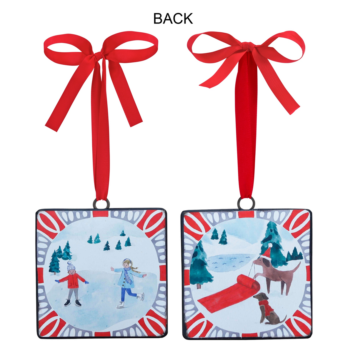 Sledding and Christmas Tree Ornament (Set of 12) -Ship Only