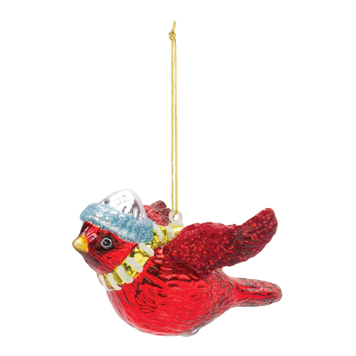 Cardinal Ornament (Set of 6) 4"L x 2.5"H Glass -Ship Only