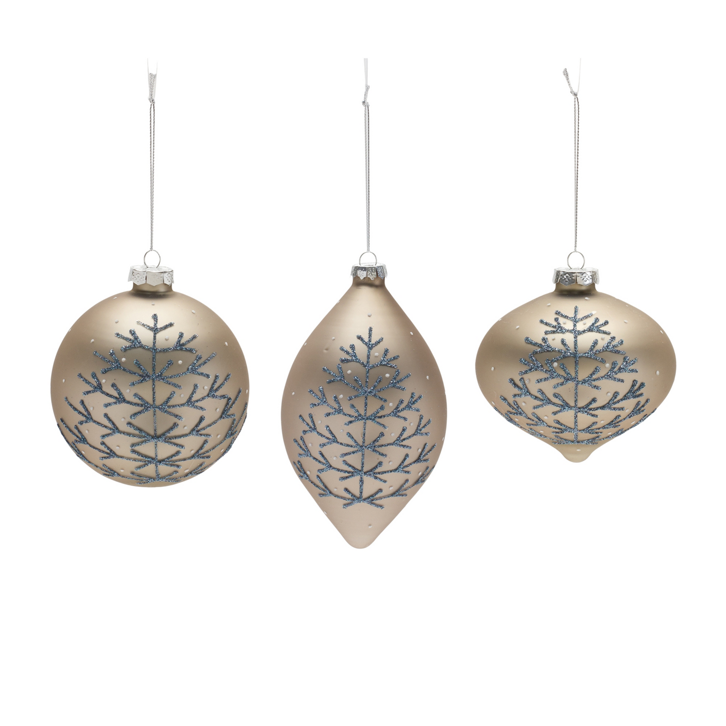 Champagne Glittered Ball Ornament (Set of 6) -Ship Only