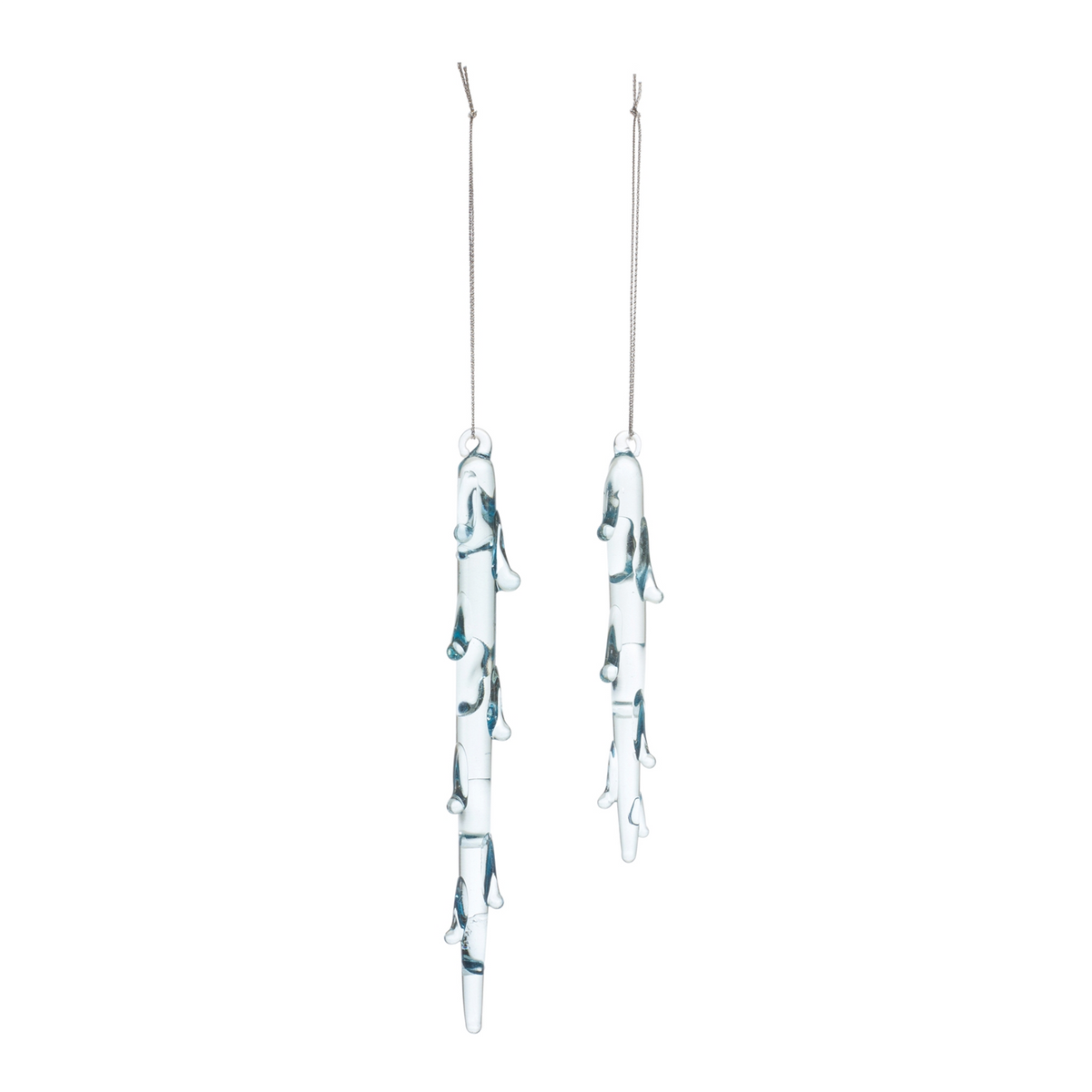 Melted Glass Icicle Drop Ornament (Set of 12) -Ship Only