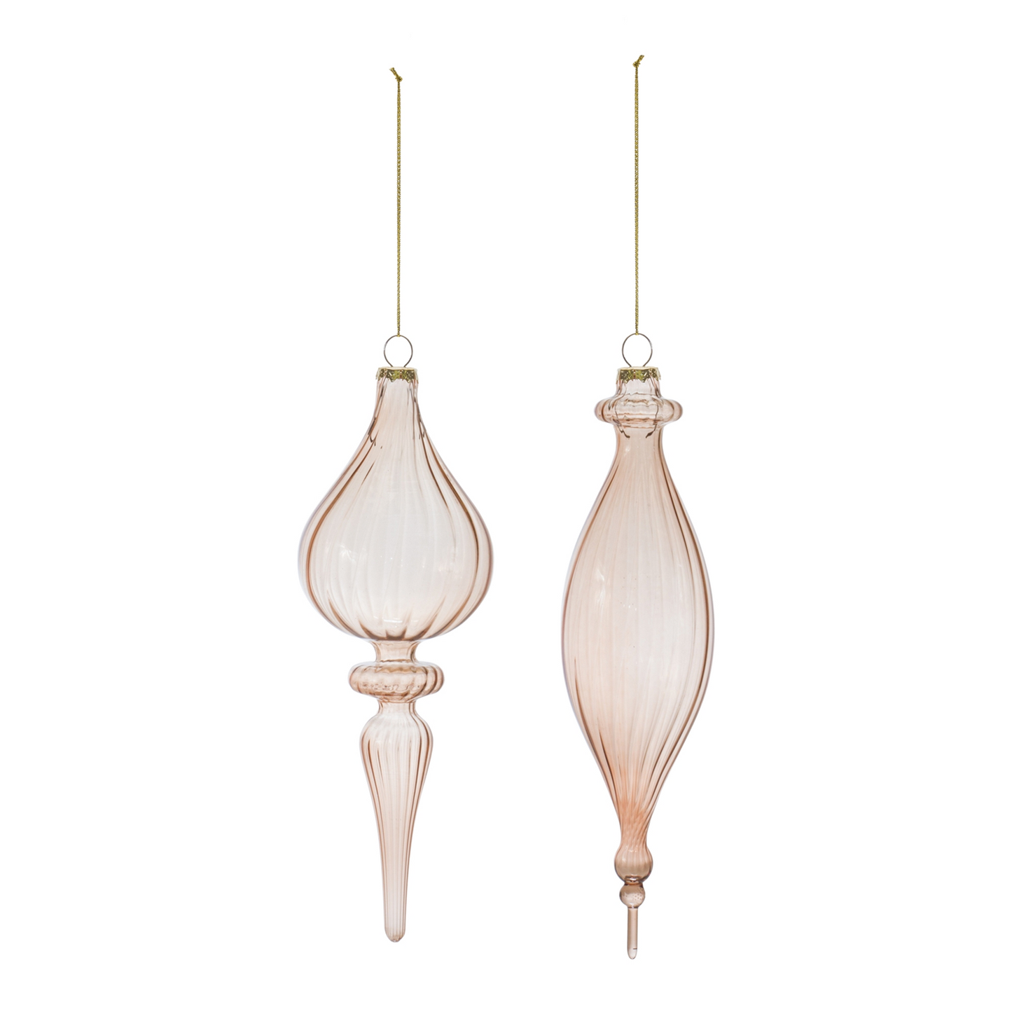 Ribbed Glass Finial Ornament (Set of 6) -Ship Only
