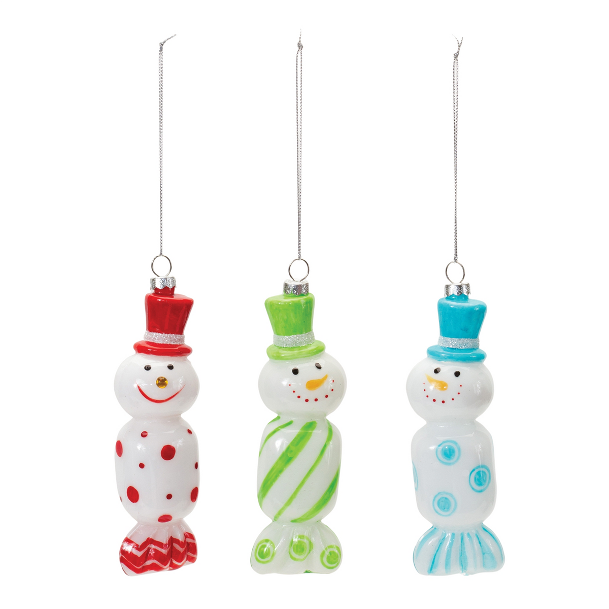 Glass Snowman Candy Ornament (Set of 12) -Ship Only