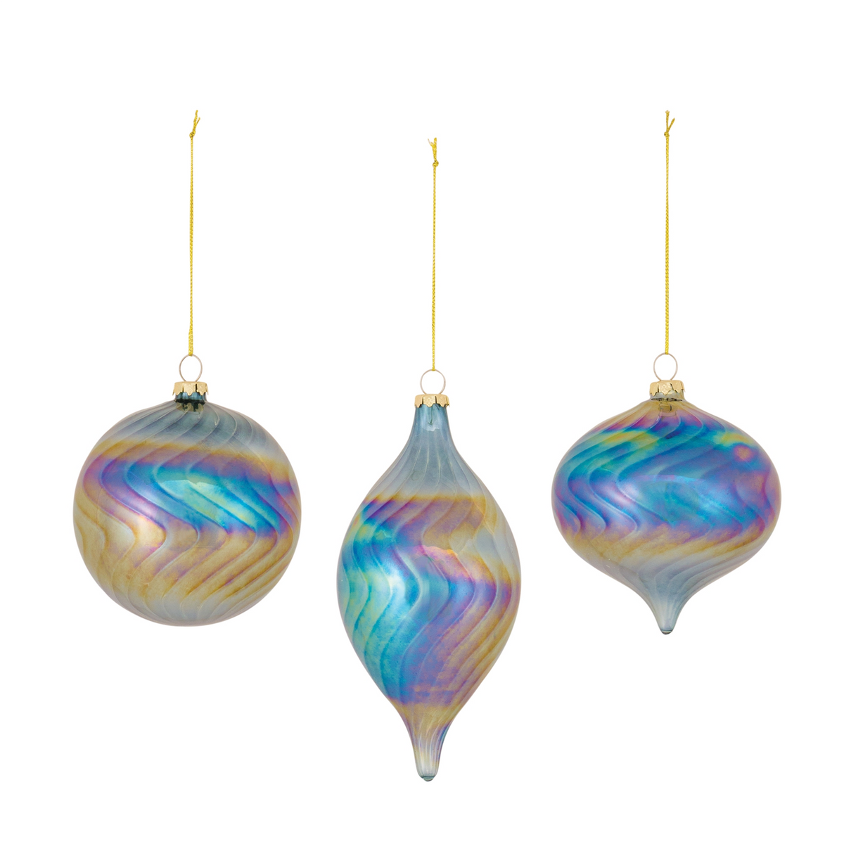 Ornament (Set of 6) 4.75"H, 4.75"H, 7"H Glass -Ship Only