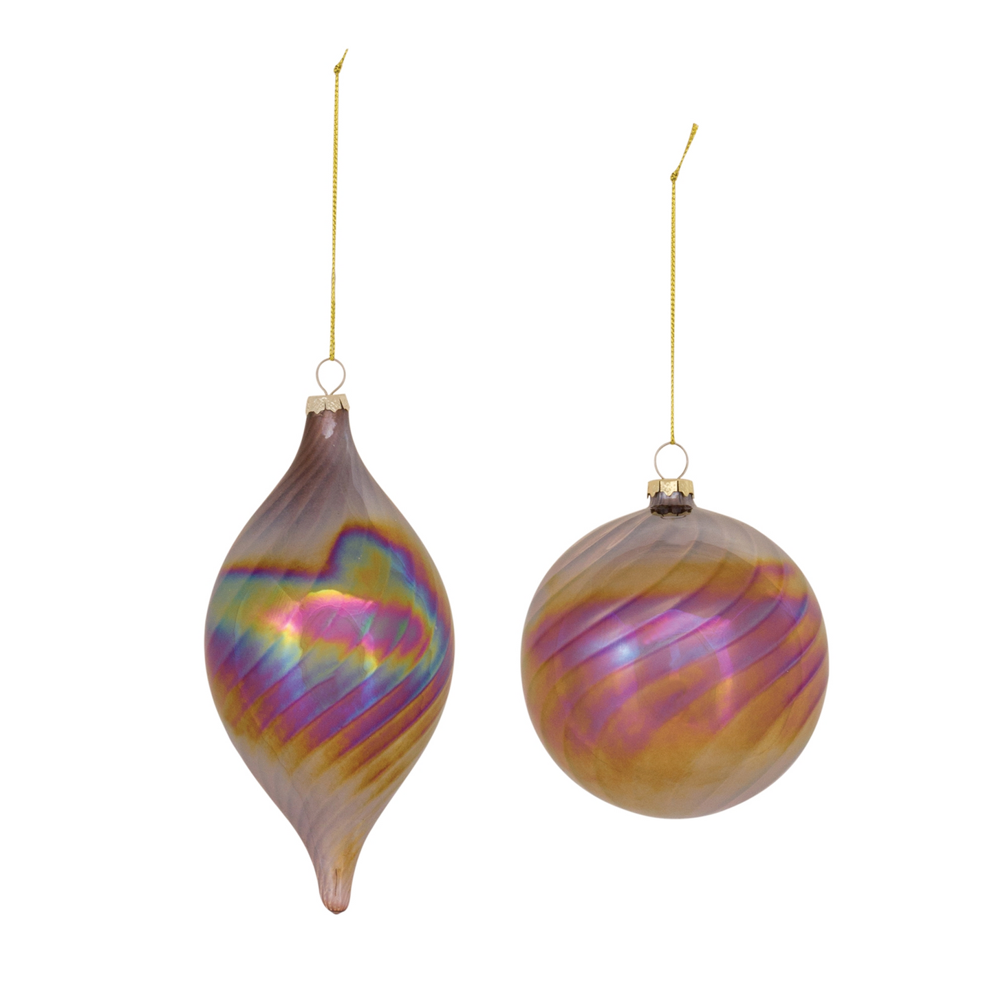 Irredescent Glass Swirl Ornament (Set of 6) -Ship Only