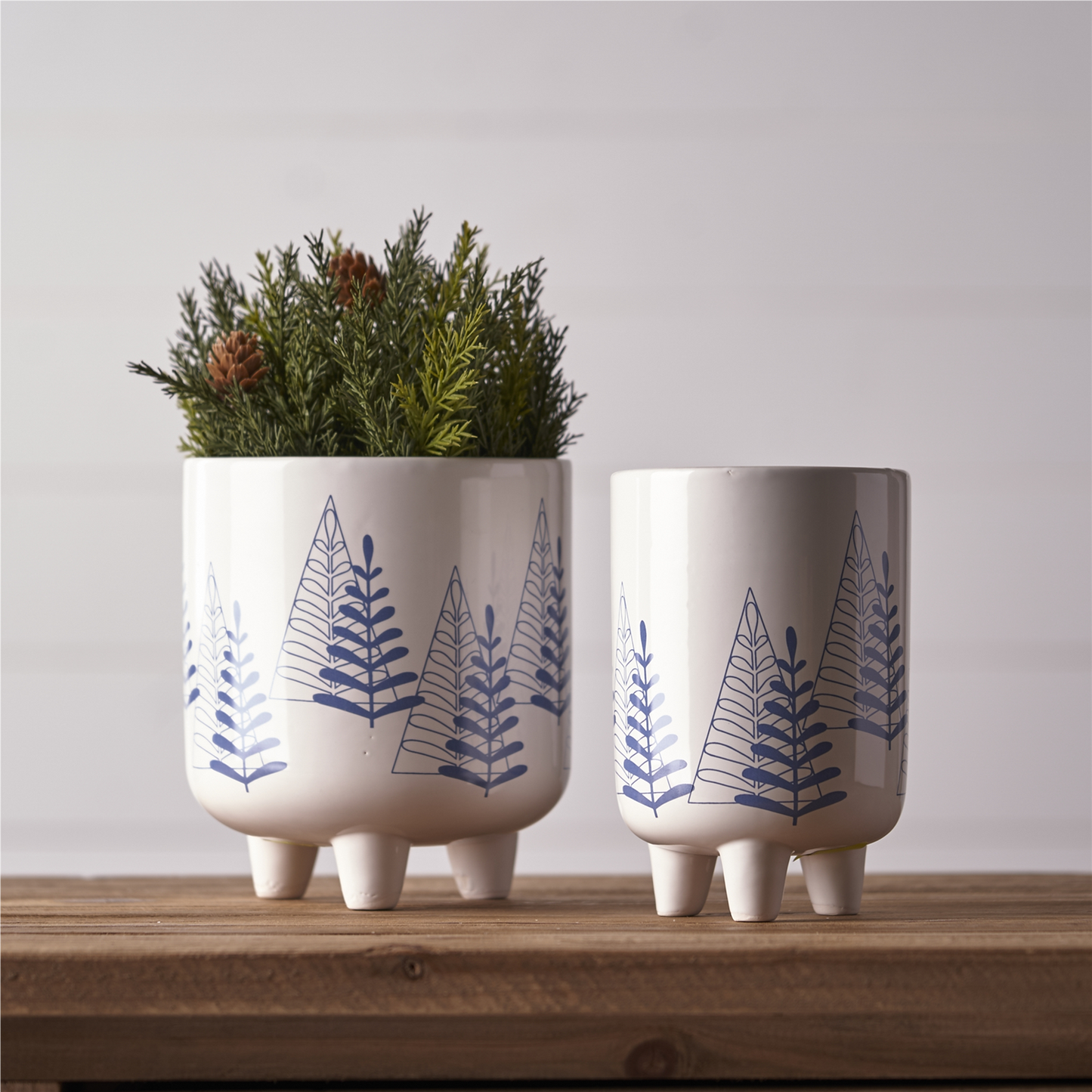 Modern Pine Tree Planter with Legs (Set of 2) -Ship Only