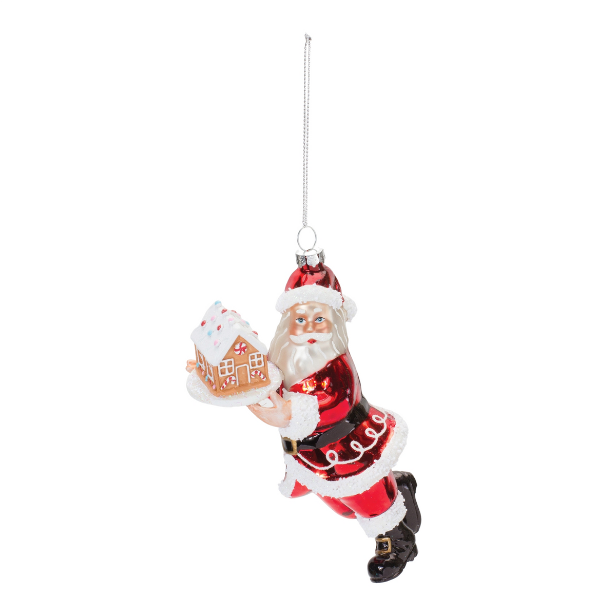 Glass Santa with Gingerbread Ornament (Set of 6) -Ship Only