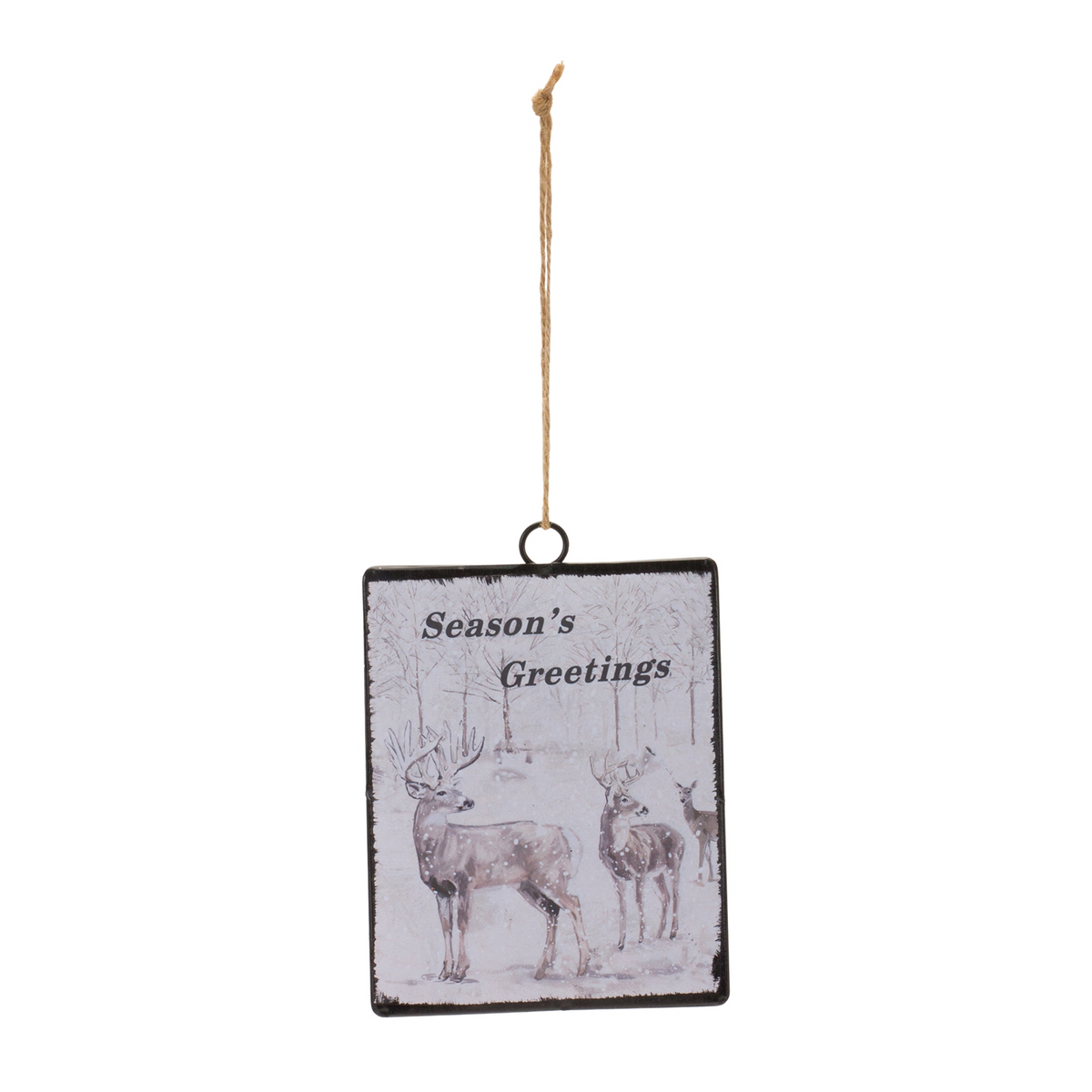 Glass Seasons Greetings Deer Ornament (Set of 12) -Ship Only