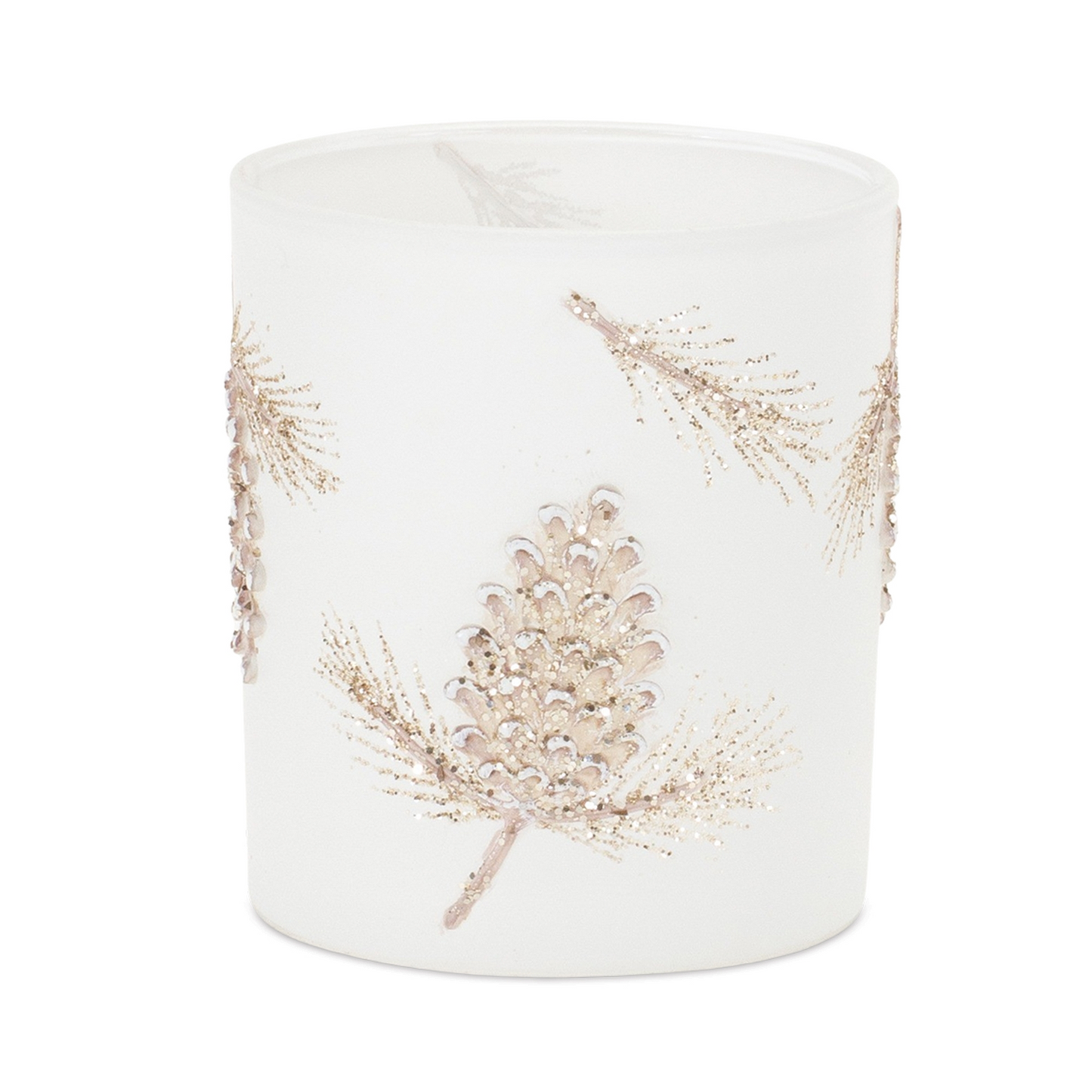 Glittered Pine Cone Candle Holder (Set of 6) -Ship Only
