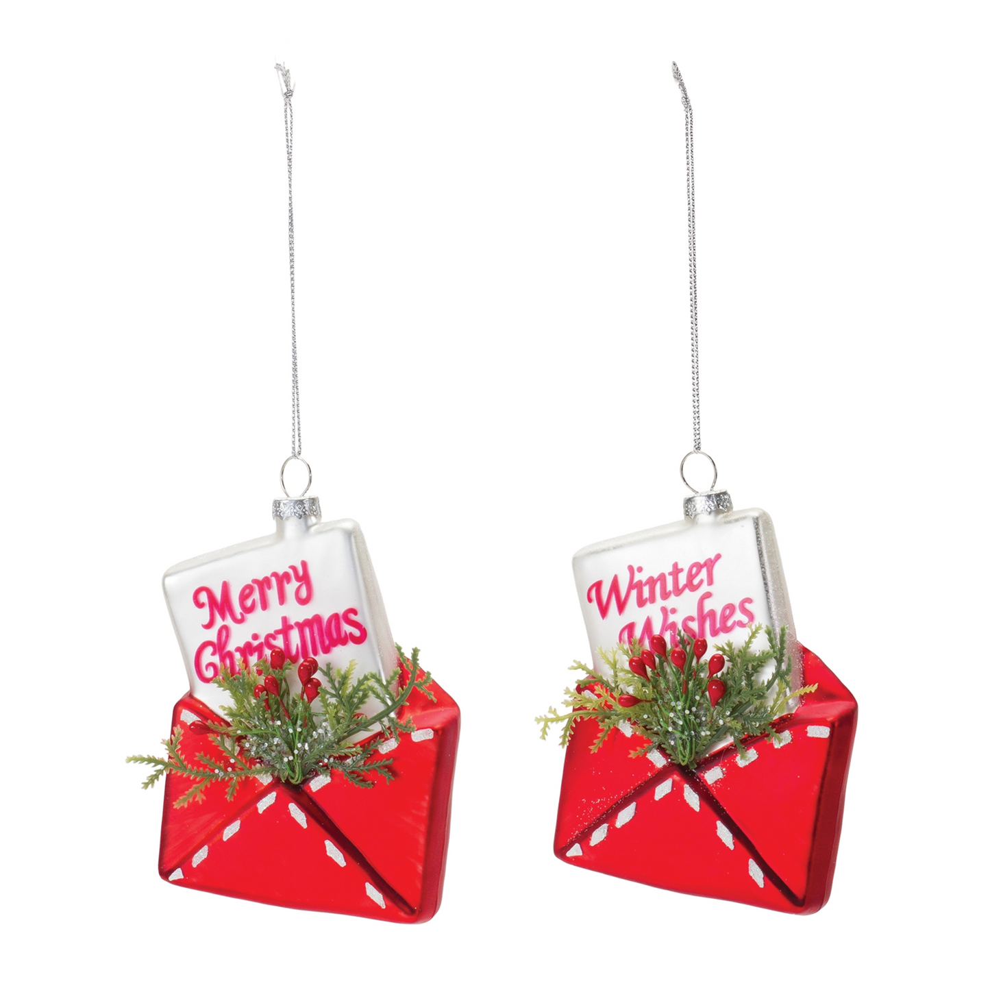 Glittered Glass Santa Letter Ornament (Set of 12) -Ship Only