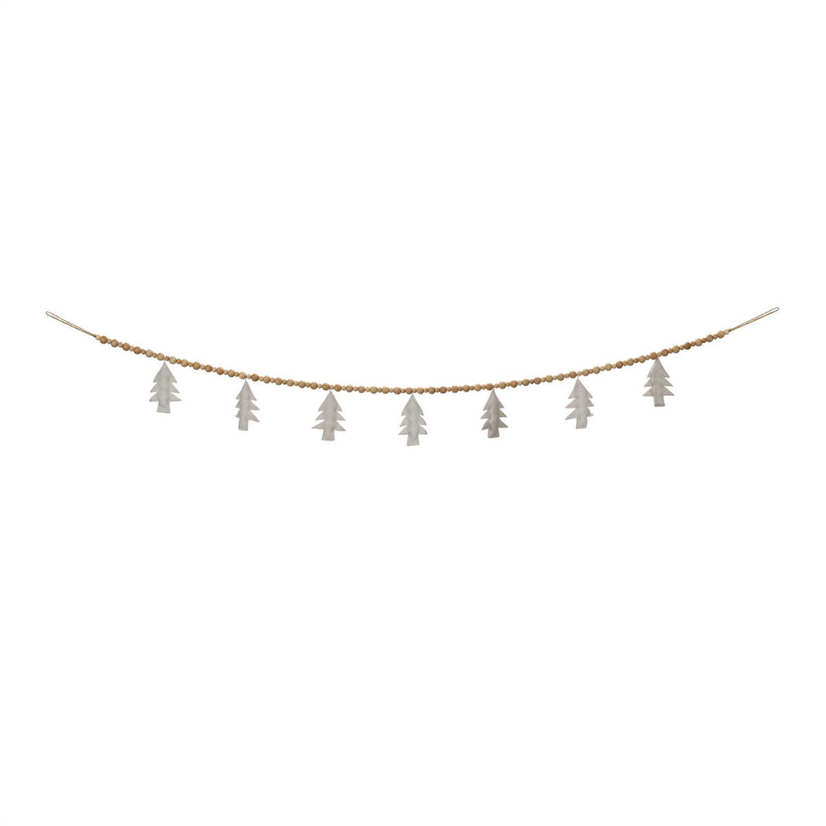 Wood Beaded Wool Tree Garland (Set of 2) -Ship Only