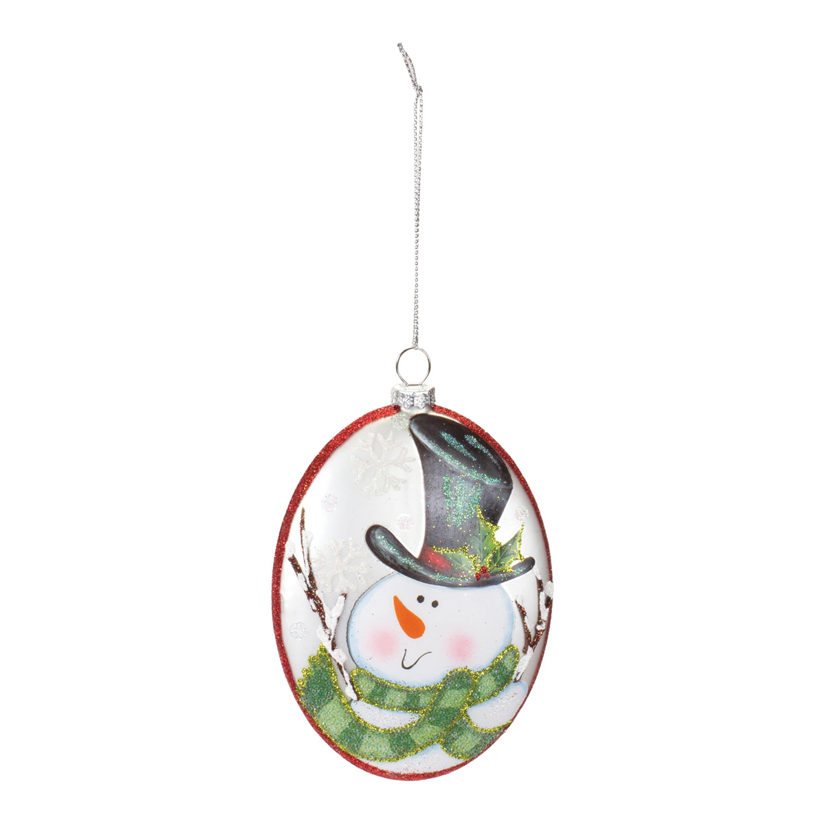 Glass Snowman Disc Ornament (Set of 12) -Ship Only