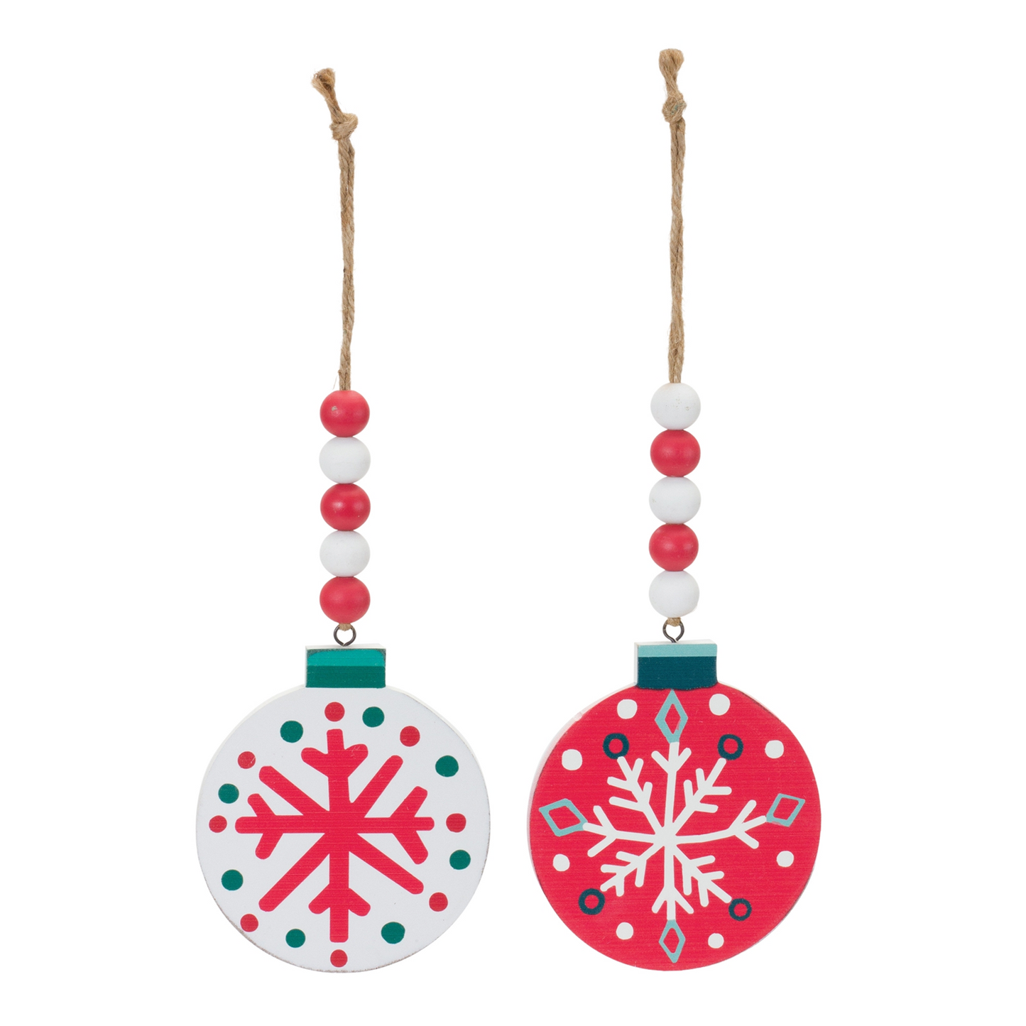 Wood Beaded Snowflake Ornament (Set of 12) -Ship Only
