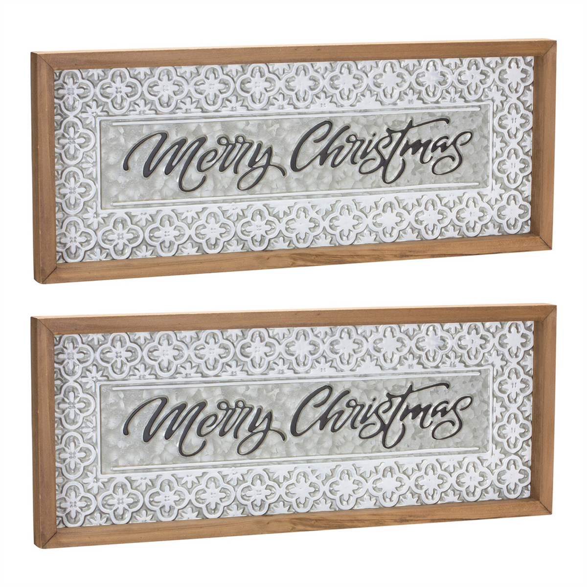 Ornate Metal Merry Christmas Sign (Set of 2) -Ship Only