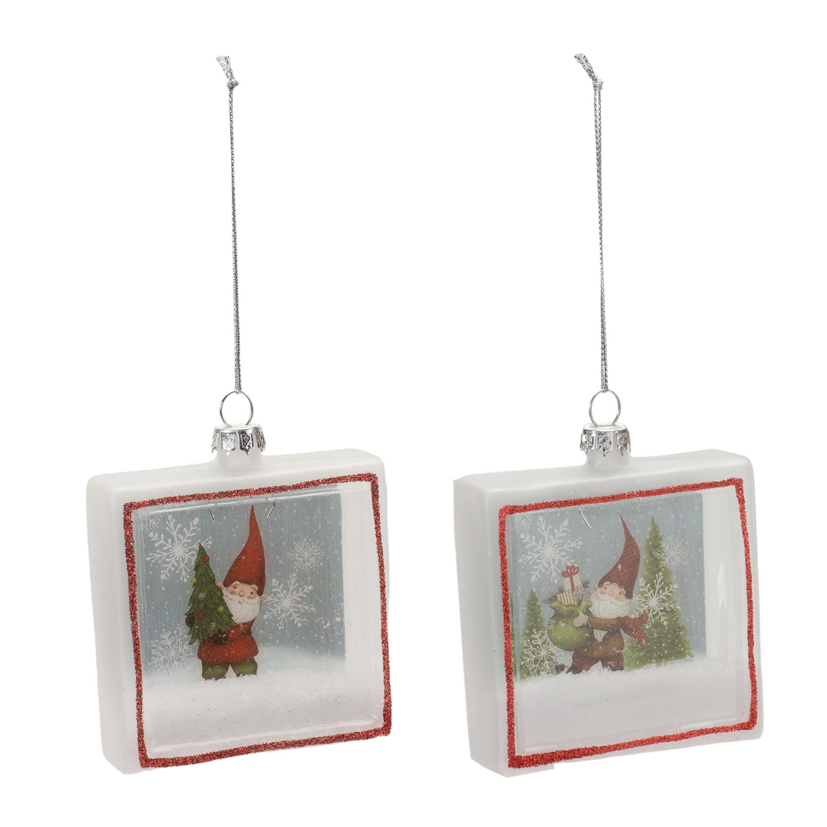 Glass Gnome Shadow Box Ornament (Set of 6) -Ship Only