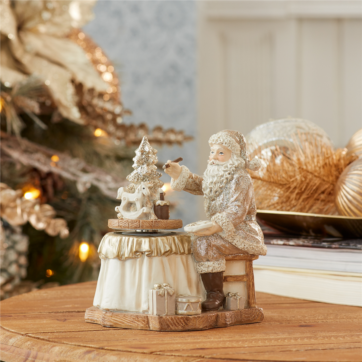 Santa with Spinning Christmas Tree (Set of 2) -Ship Only