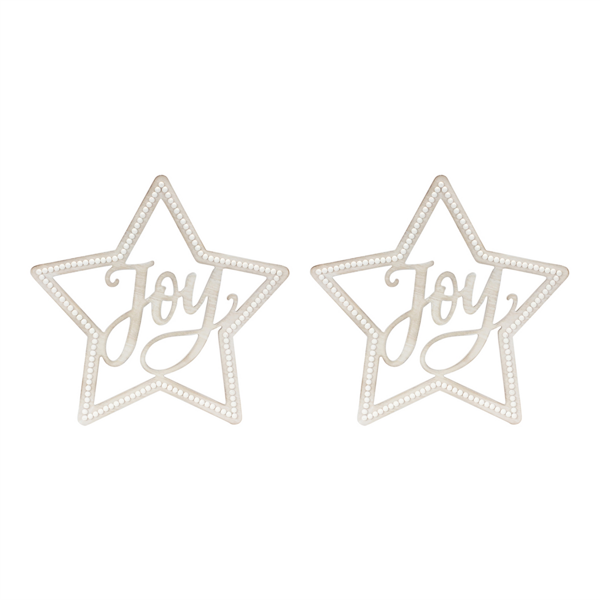 Beaded Wood Star with Joy Sentiment (Set of 2) -Ship Only