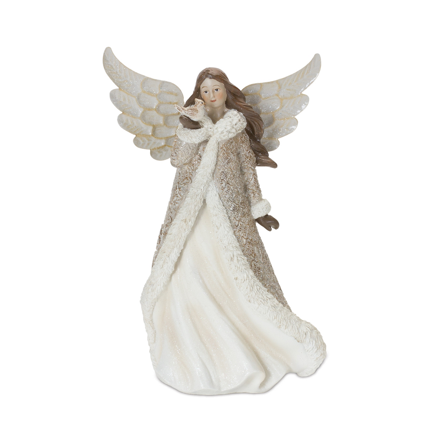 Winter Angel Figurine with Bird Accent (Set of 2) -Ship Only