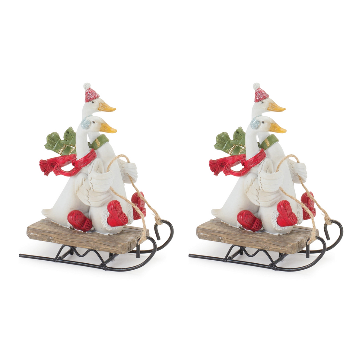 Geese on Sled (Set of 4) 5.25”H Resin -Ship Only