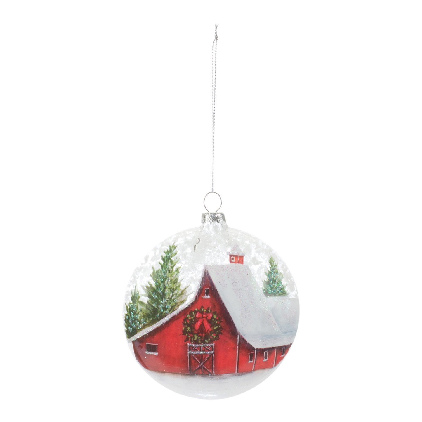 Frosted Barn Ball Ornament (Set of 12) -Ship Only