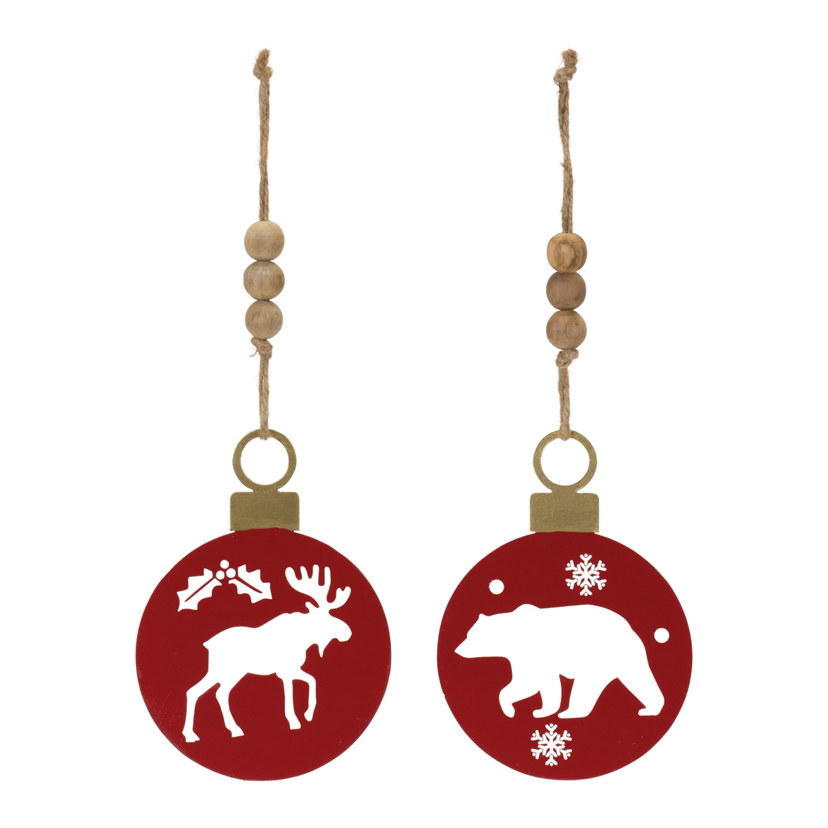 Bear and Moose Cut-Out Ornament (Set of 12) 7.5”H Iron -Ship Only