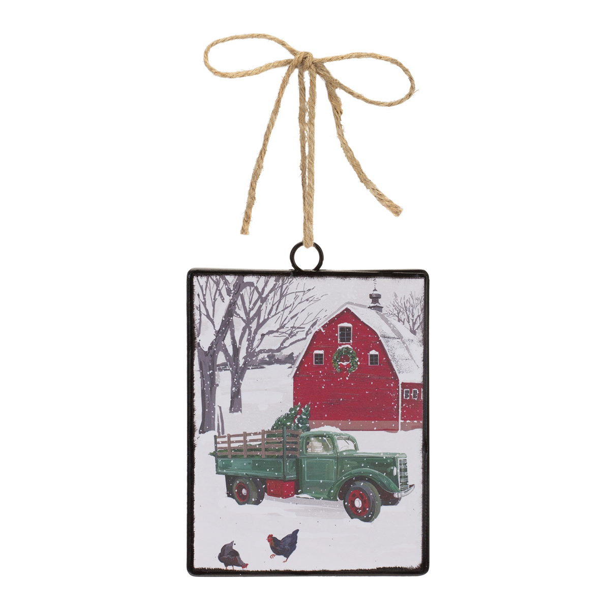 Glass Truck and Barn Ornament (Set of 12) -Ship Only
