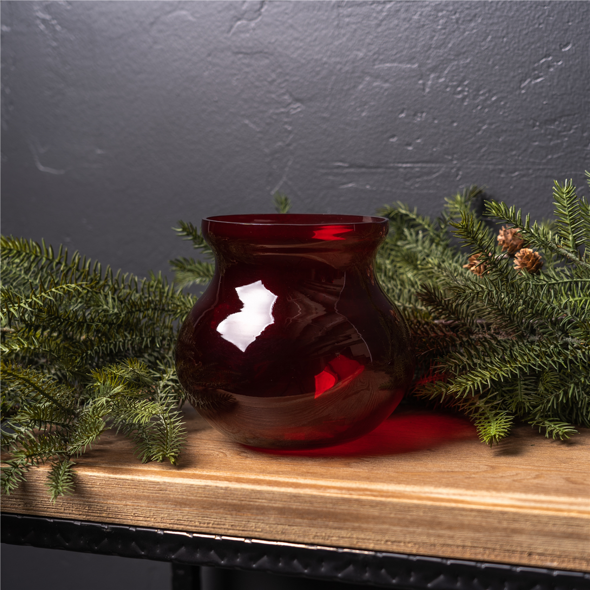 Red Glass Vase (Set of 2) -Ship Only