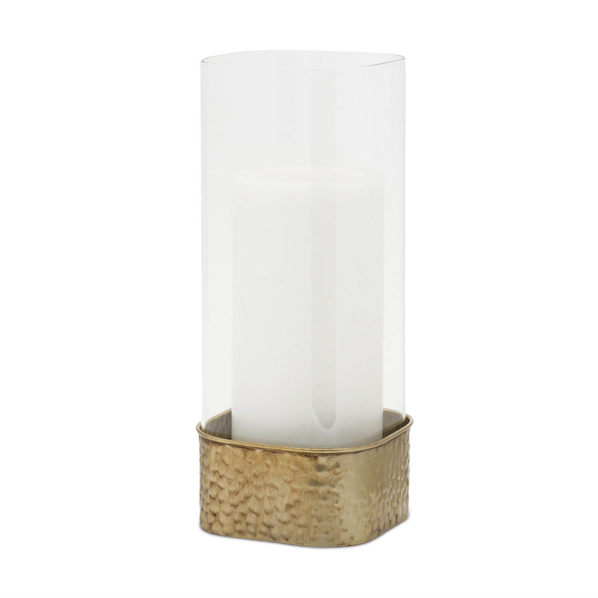 Candle Holder (Set of 2) 4.5"L x 10"H, 5.25"L x 12"H Iron/Glass -Ship Only