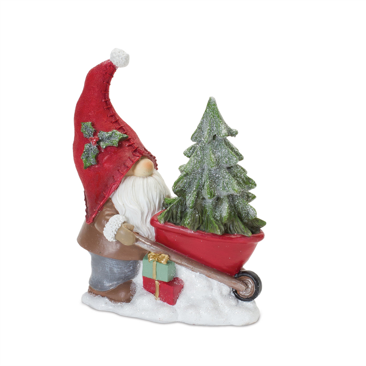 Gnome Figurine with Snowman and Pine Tree (Set of 2) -Ship Only