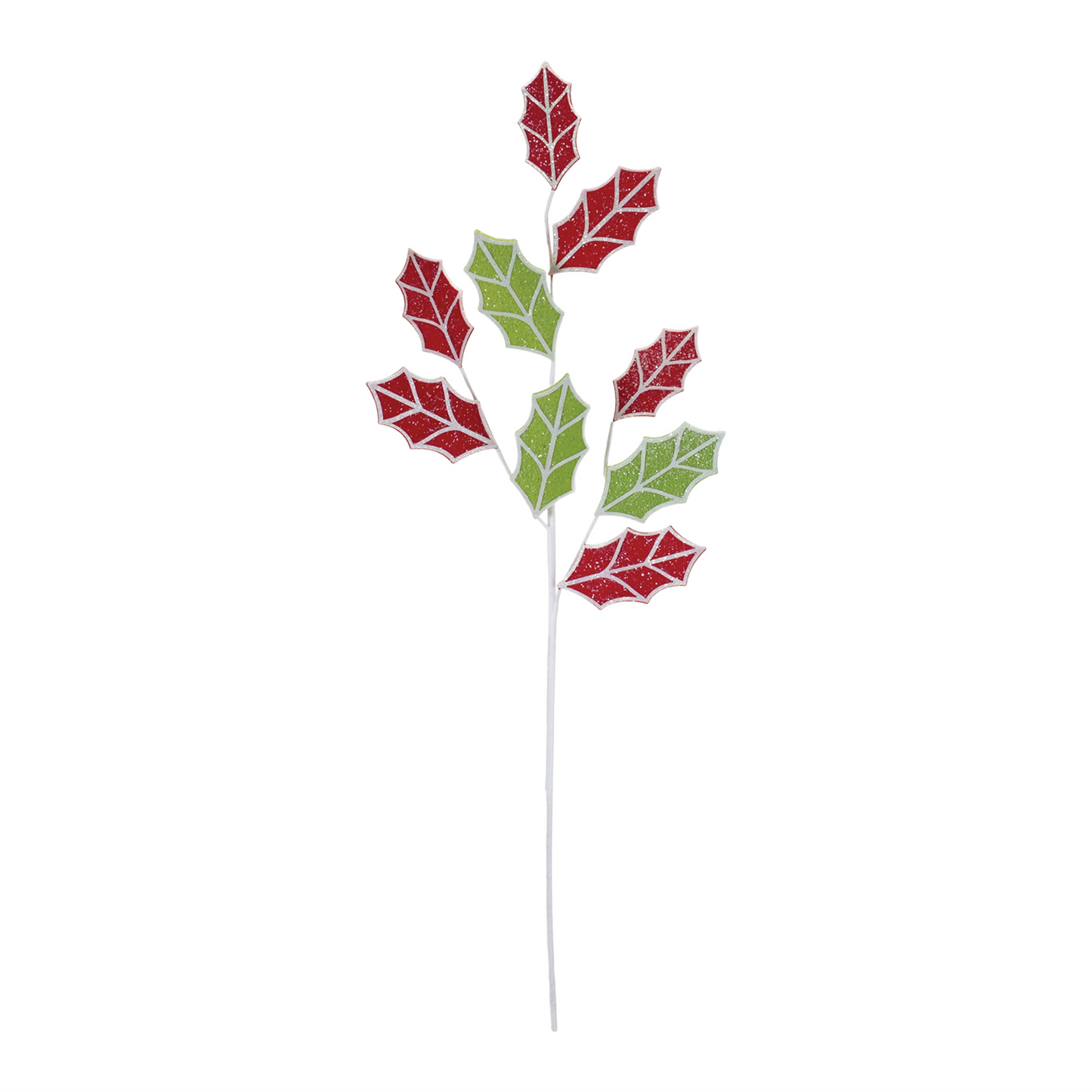 Glittered Fabric Holly Spray (Set of 6) -Ship Only