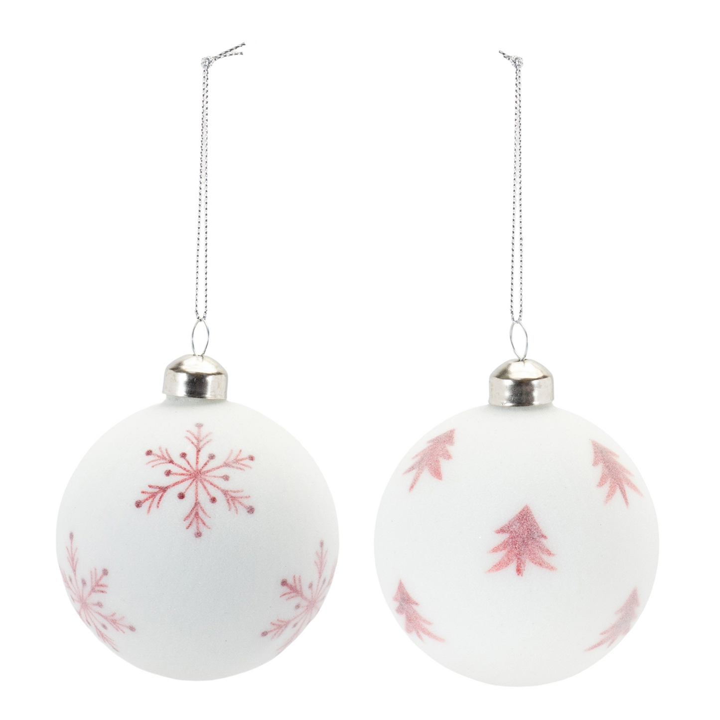 Frosted Snowflake and Tree Ball Ornament (Set of 12) -Ship Only