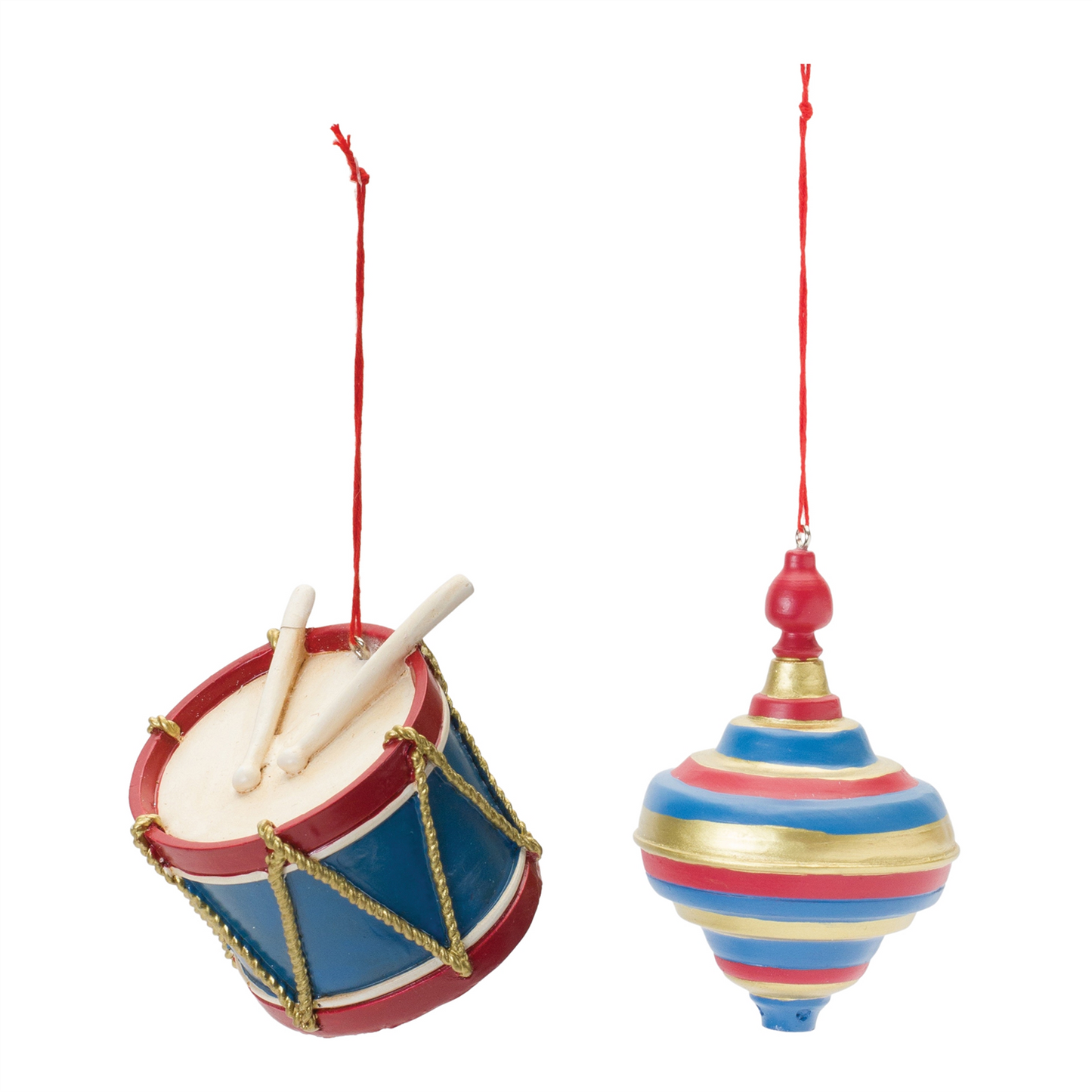 Toy Drum and Top Spinner Ornament (Set of 12) -Ship Only