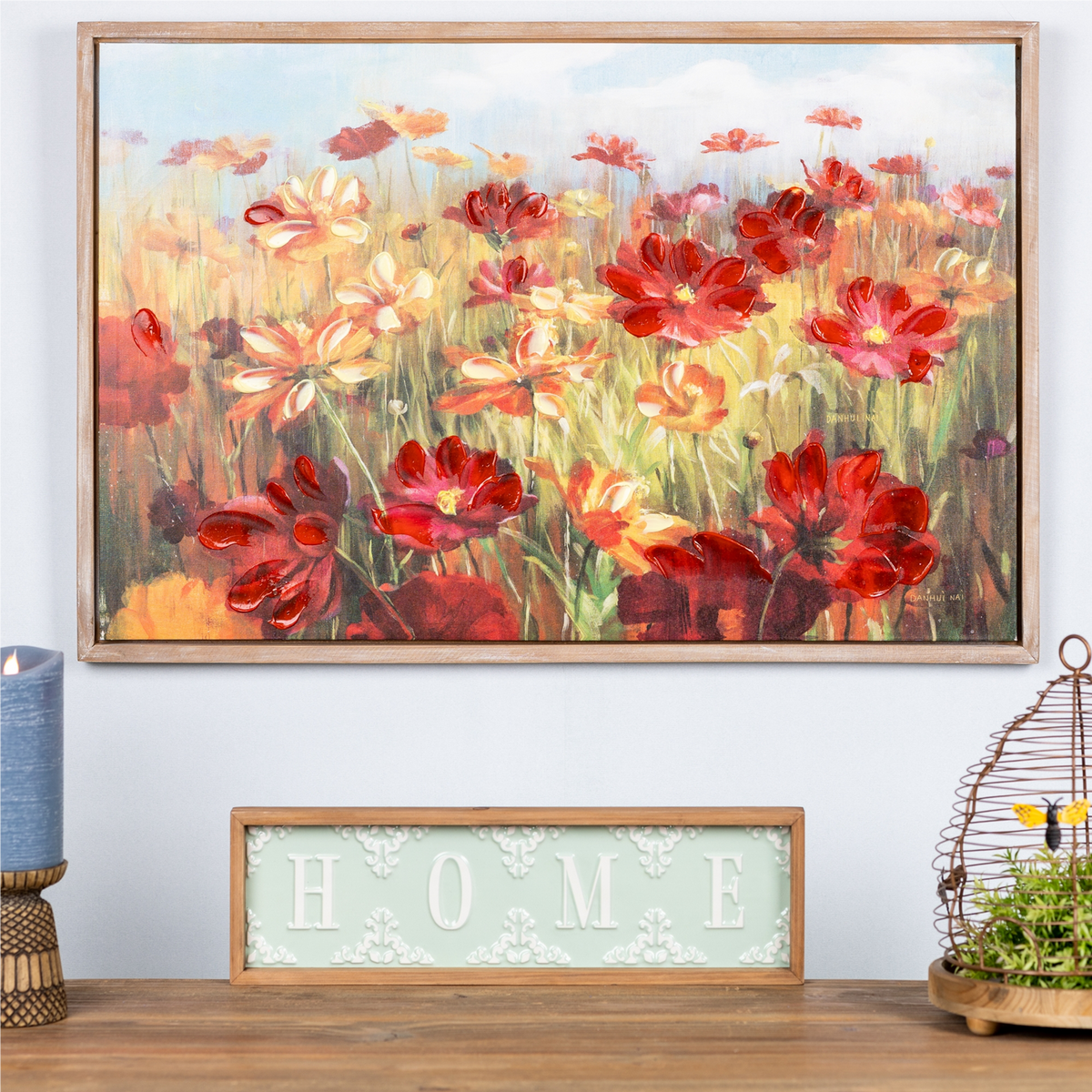 Framed Floral Canvas Art 35.5"L -Ship Only