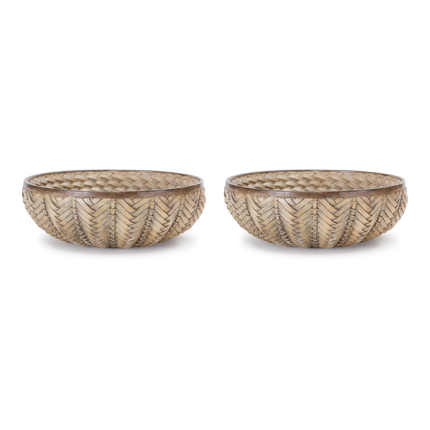 Decorative Wicker Design Bowl (Set of 2) -Ship Only