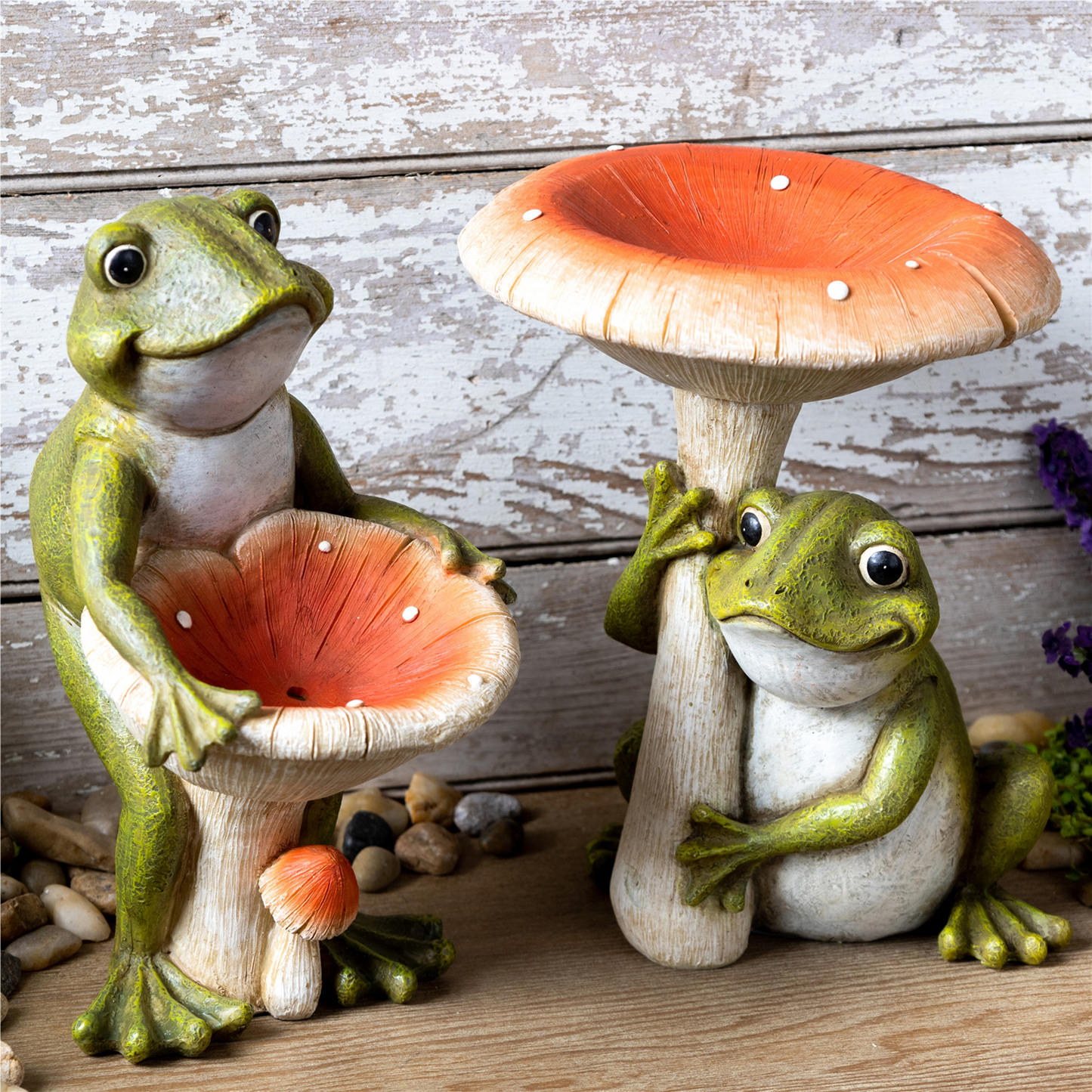 Garden Frog with Mushroom (Set of 2) -Ship Only