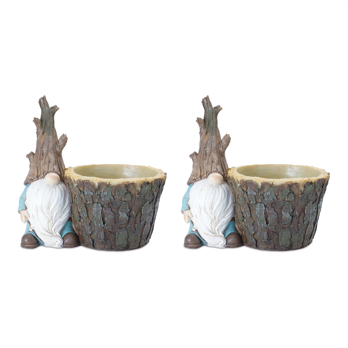 Tree Trunk Gnome Planter (Set of 2) -Ship Only