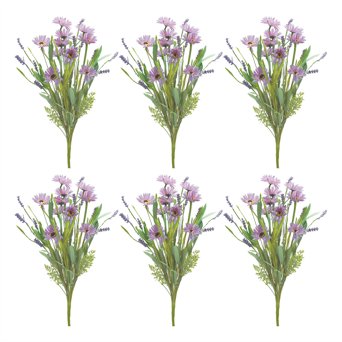 Mixed Daisy Bush (Set of 6) 20”H Polyester -Ship Only