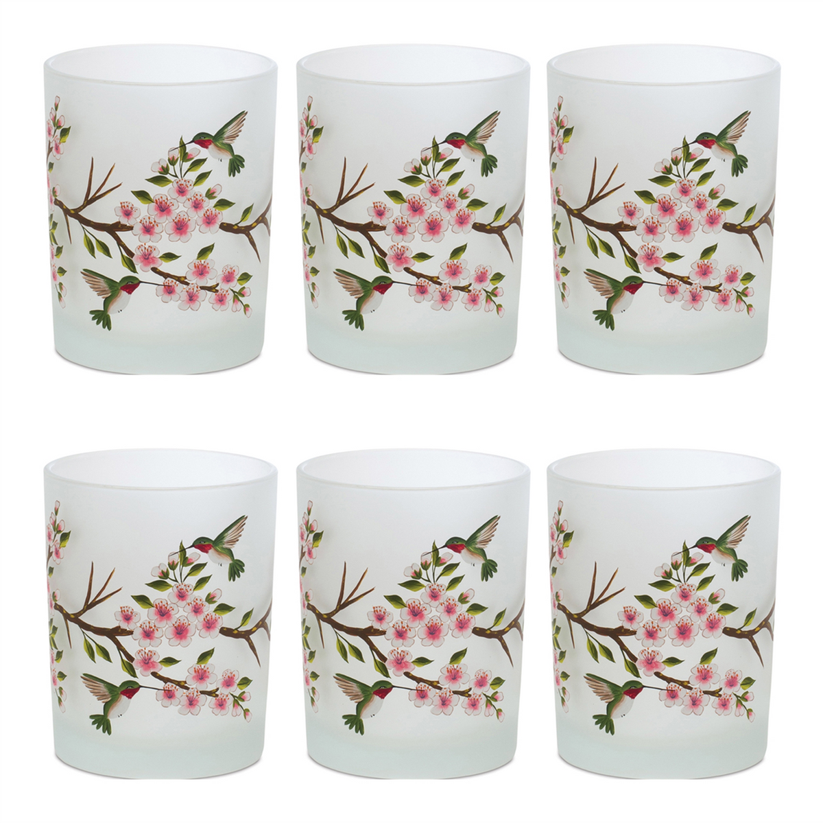 Glass Hummingbird Votive Candle Holder (Set of 6) -Ship Only