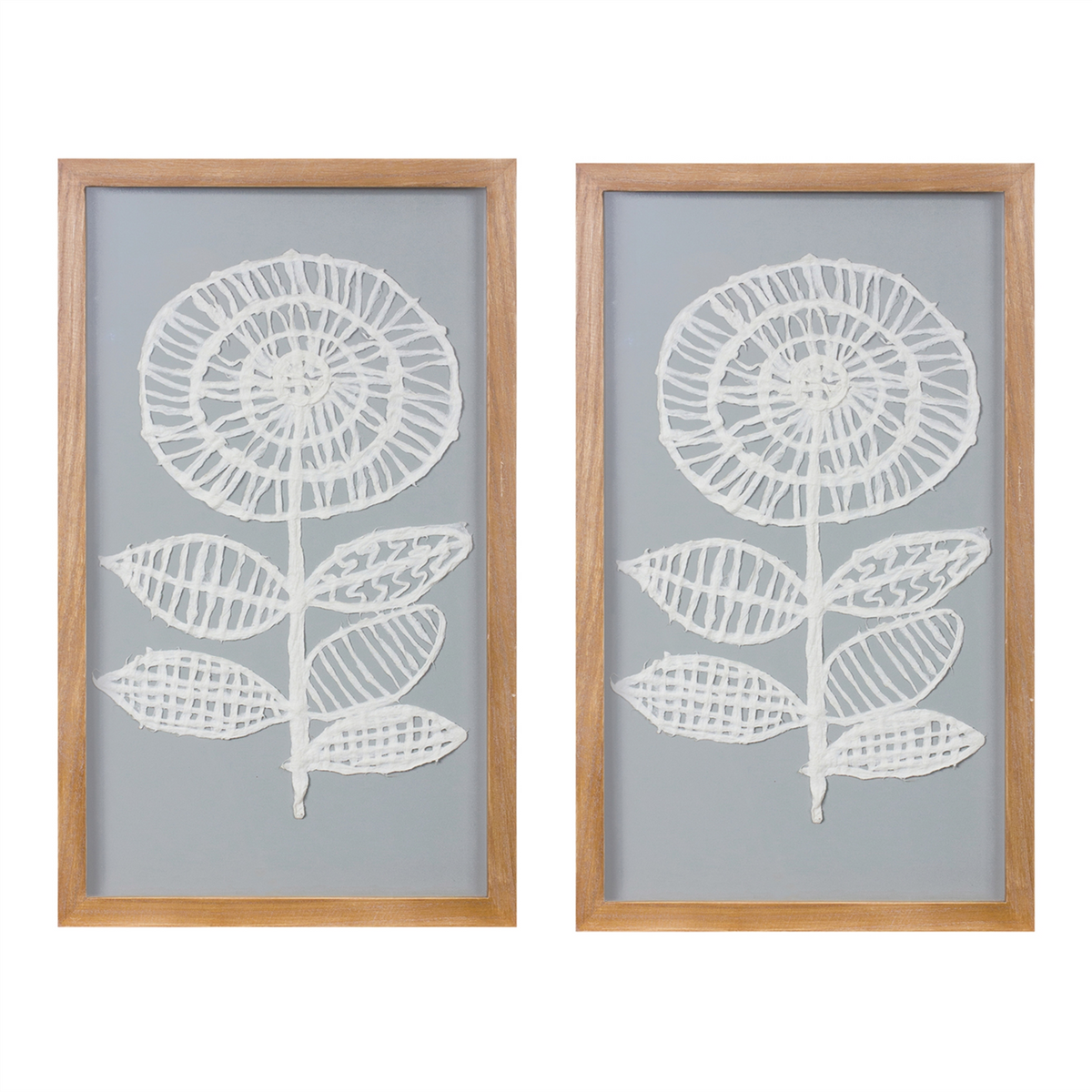 Framed Paper Mache Flower Wall Art (Set of 2) -Ship Only