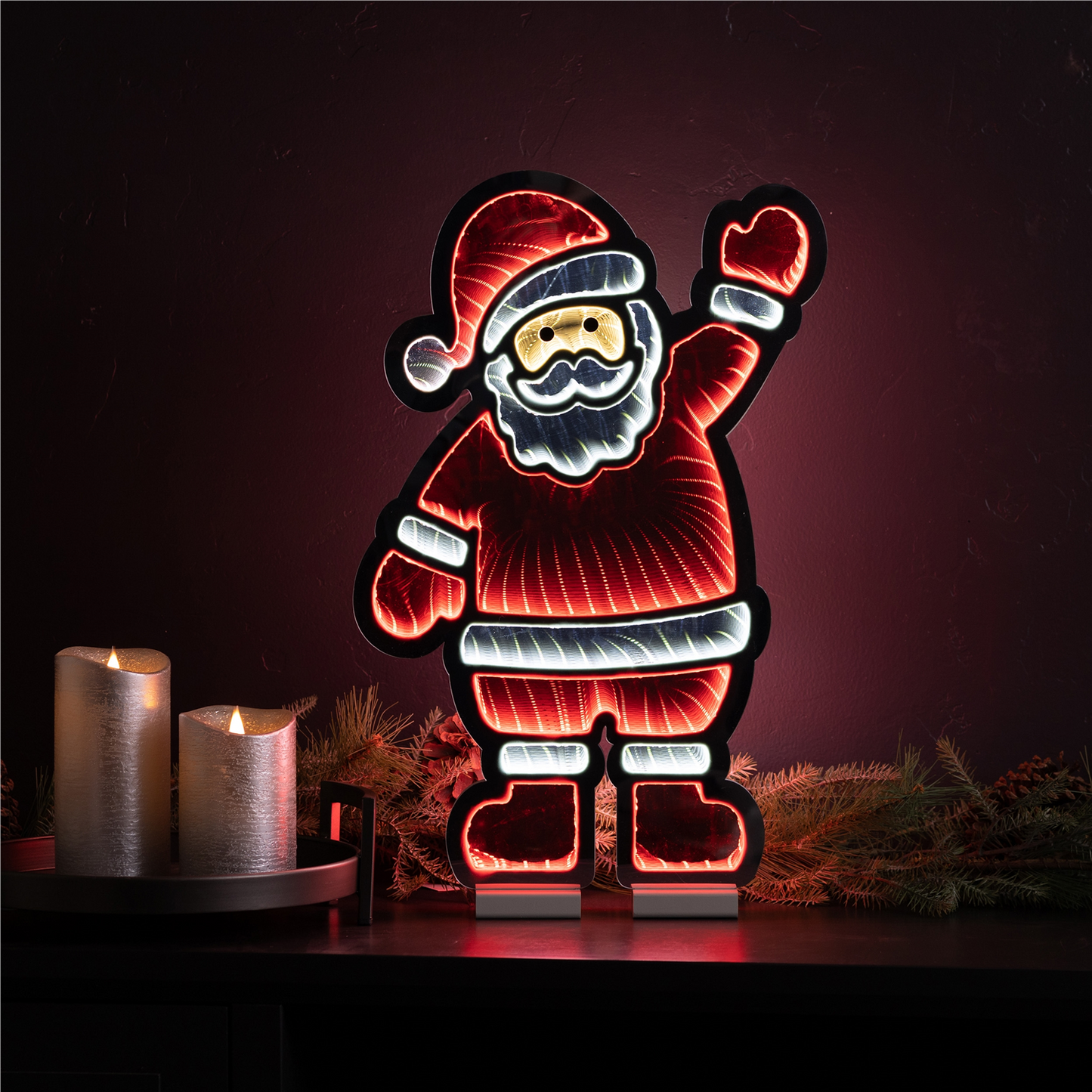 Waving Santa Ekko Light Display 22.5"H -Ship Only