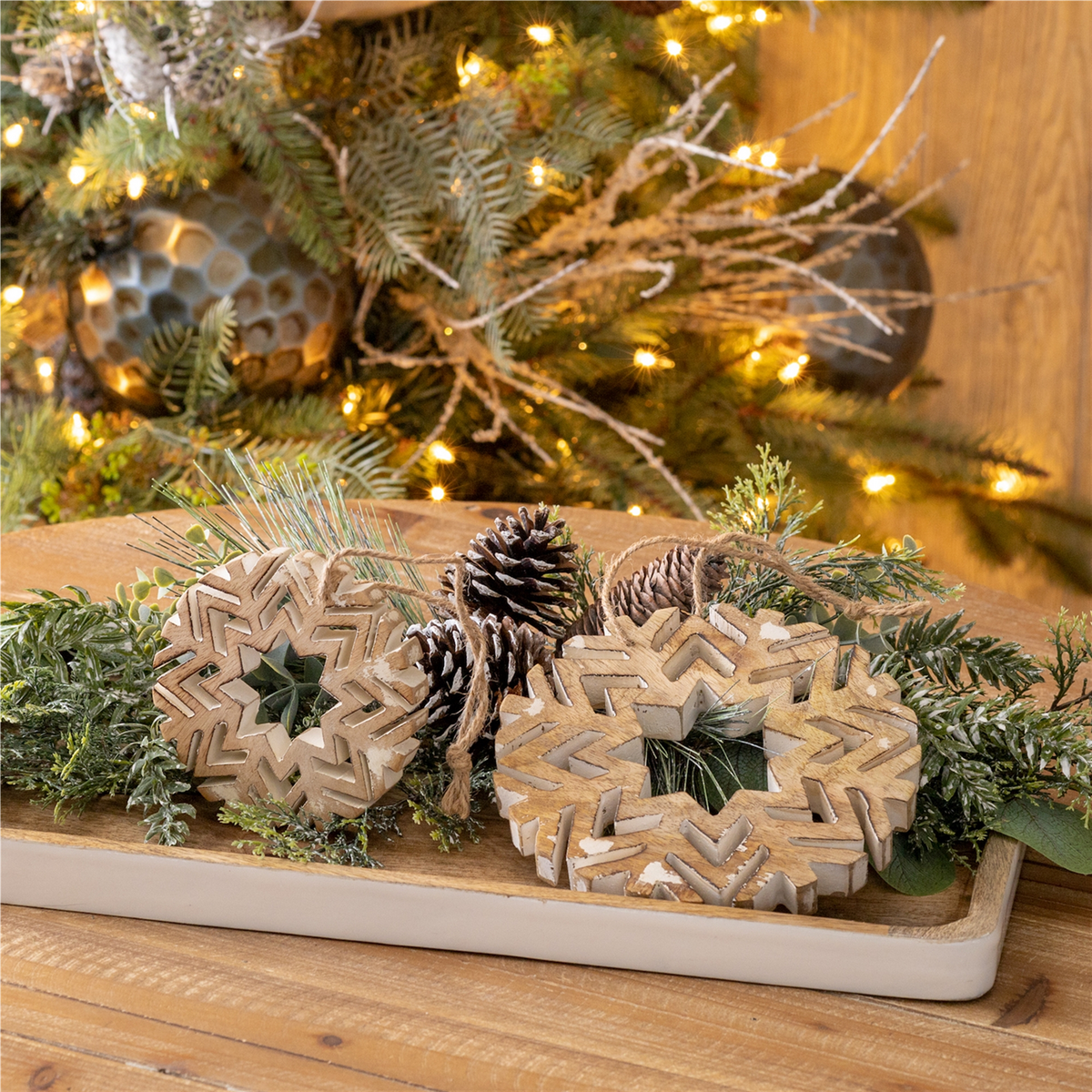 Cut-Out Wood Snowflake Ornament (Set of 12) -Ship Only