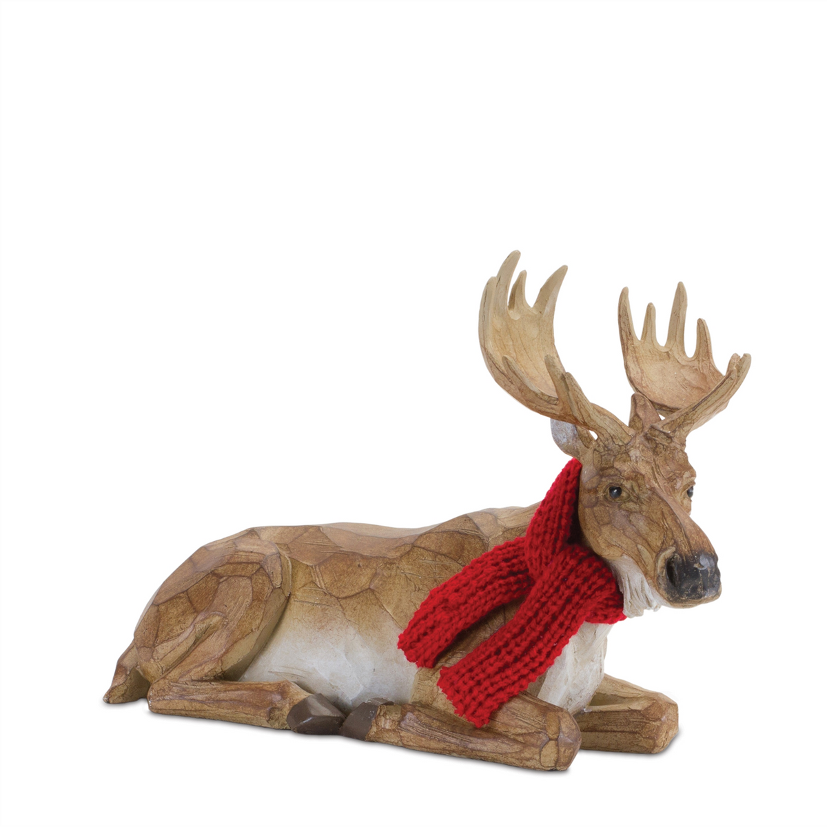 Carved Winter Moose with Scarf (Set of 2) -Ship Only