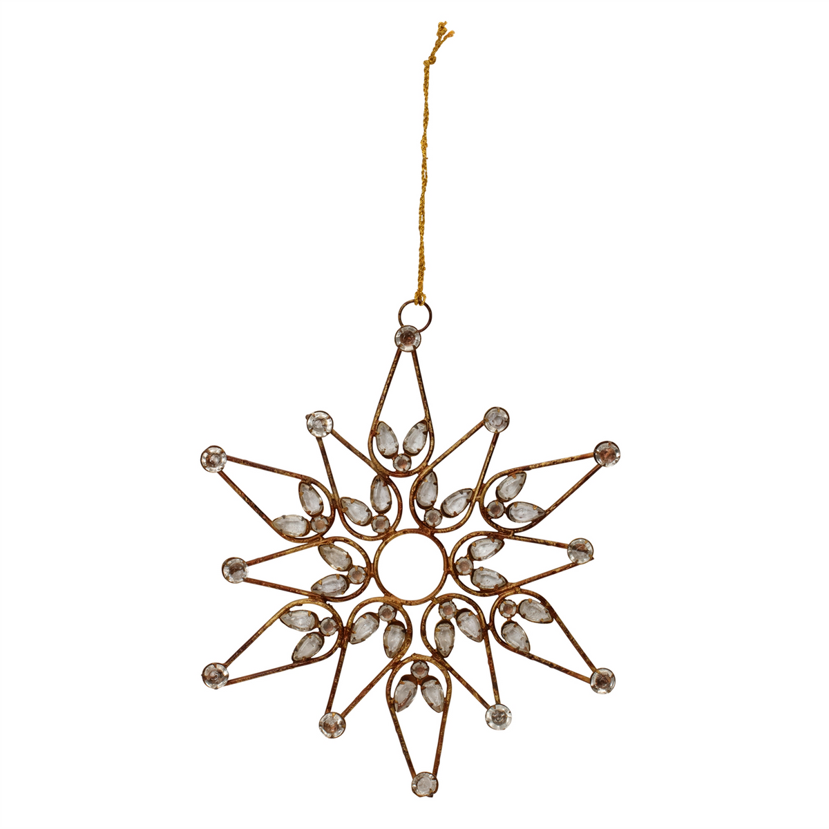 Snowflake Ornament (Set of 4) 9.5”H Iron/Beads -Ship Only