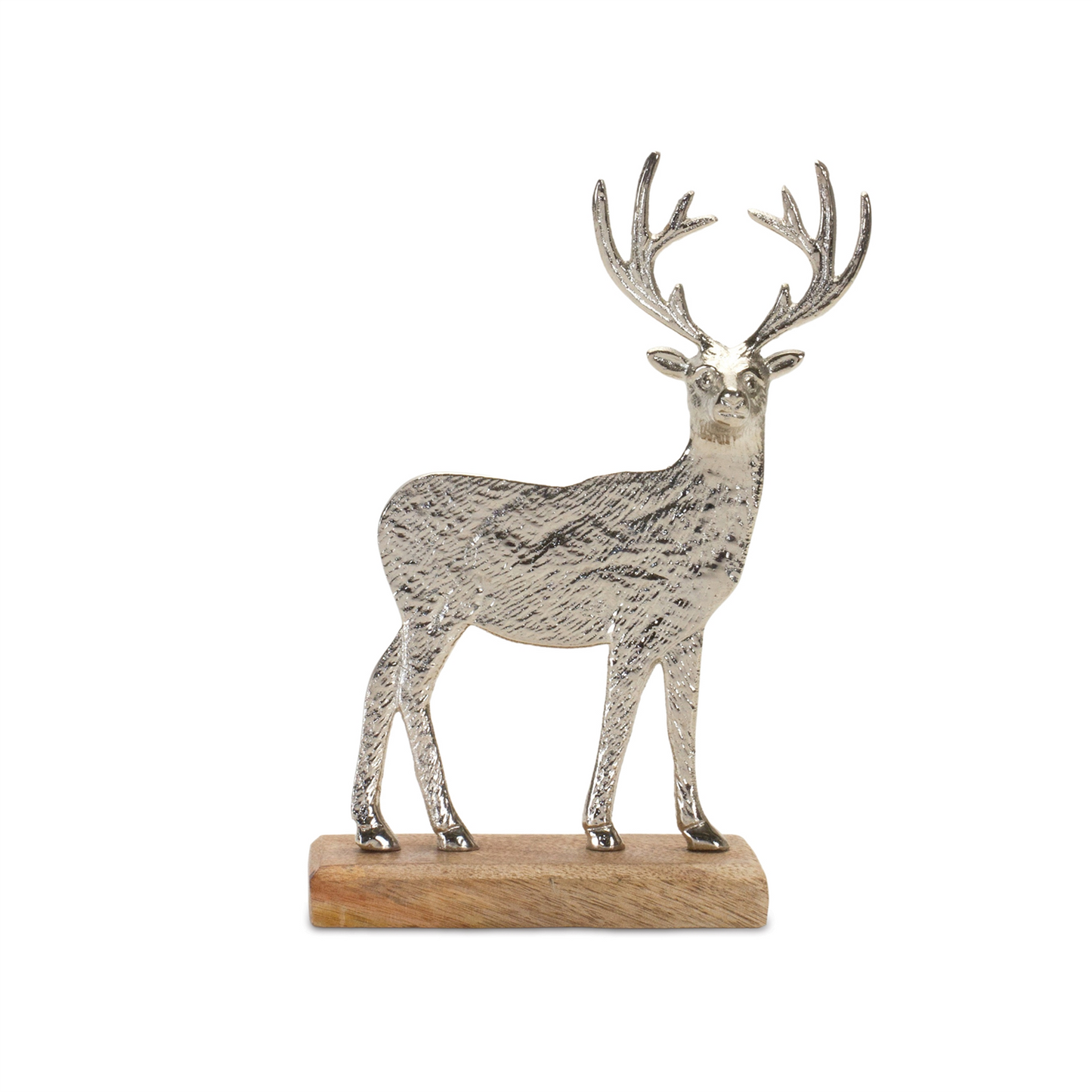 Metal Deer Silhouette with Wood Base (Set of 2) -Ship Only