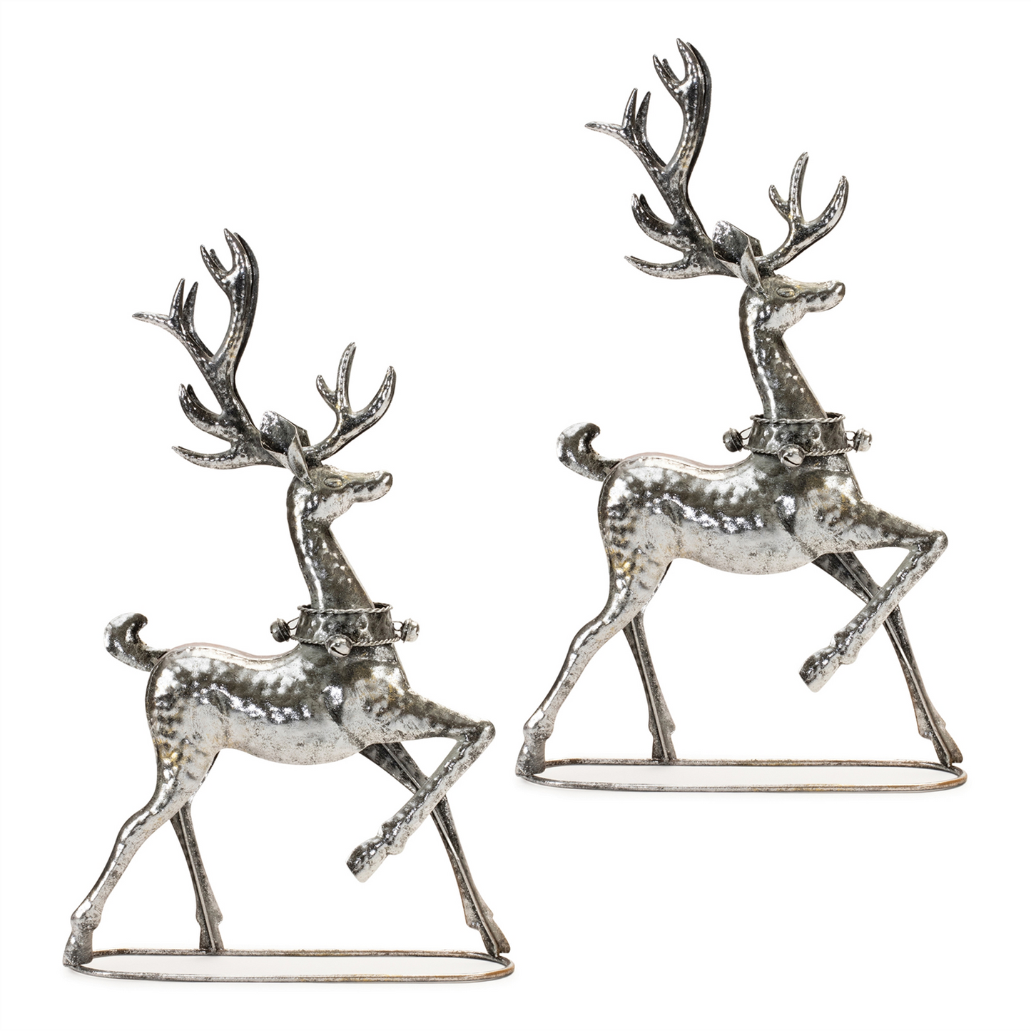 Hammered Metal Holiday Reindeer (Set of 2) -Ship Only