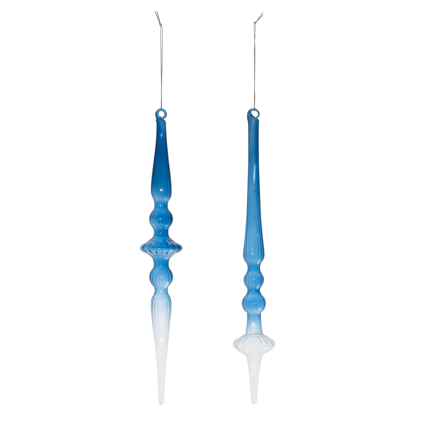Blue Ombre Glass Finial Drop Ornament (Set of 12) -Ship Only