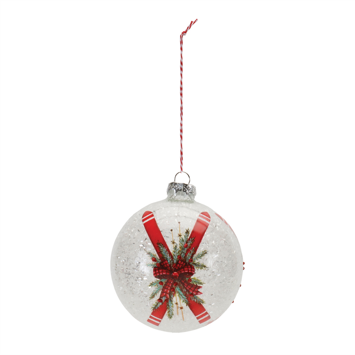Frosted Glass Ski Ball Ornament (Set of 6) -Ship Only