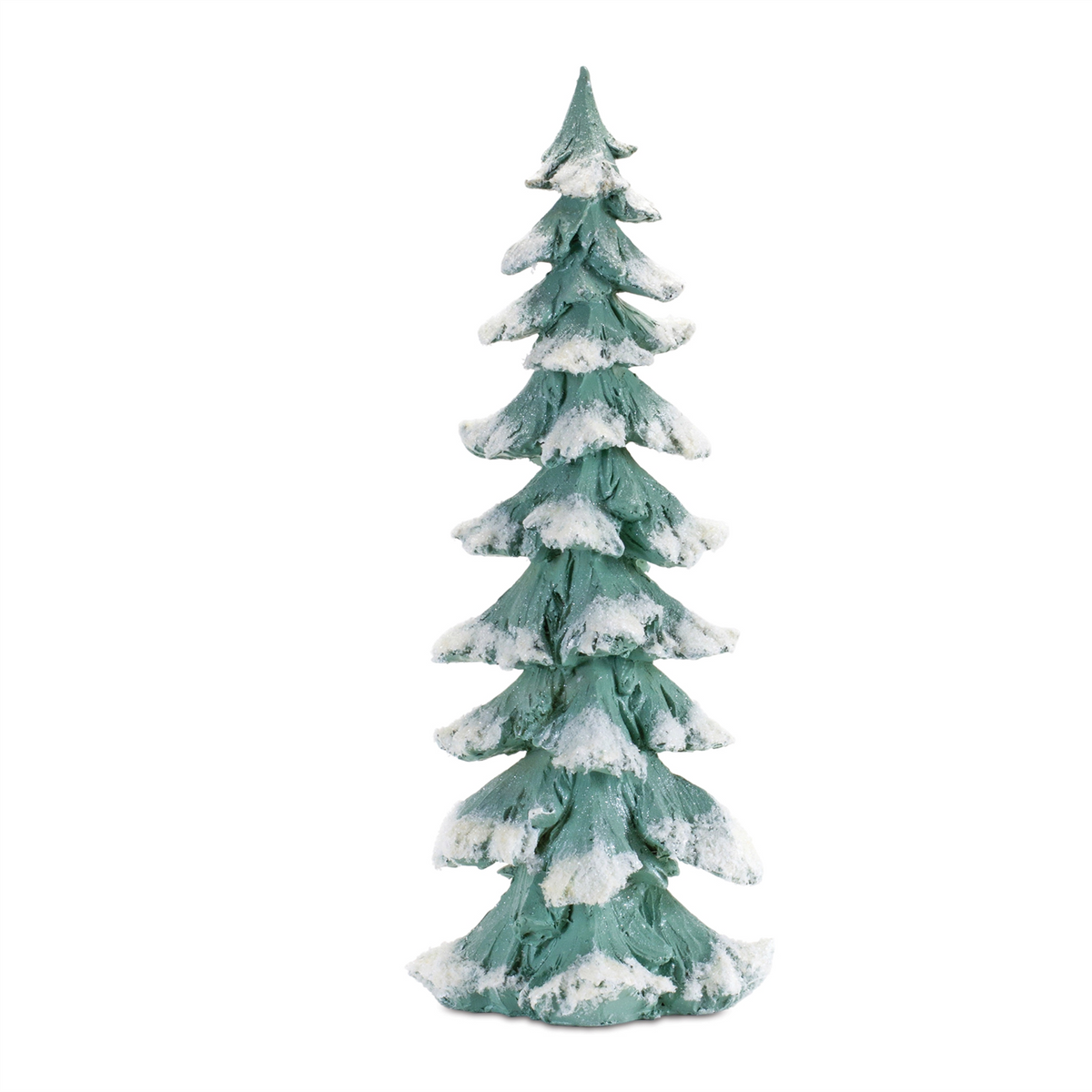 Flocked Seafoam Pine Tree with Carved Design (Set of 4) -Ship Only