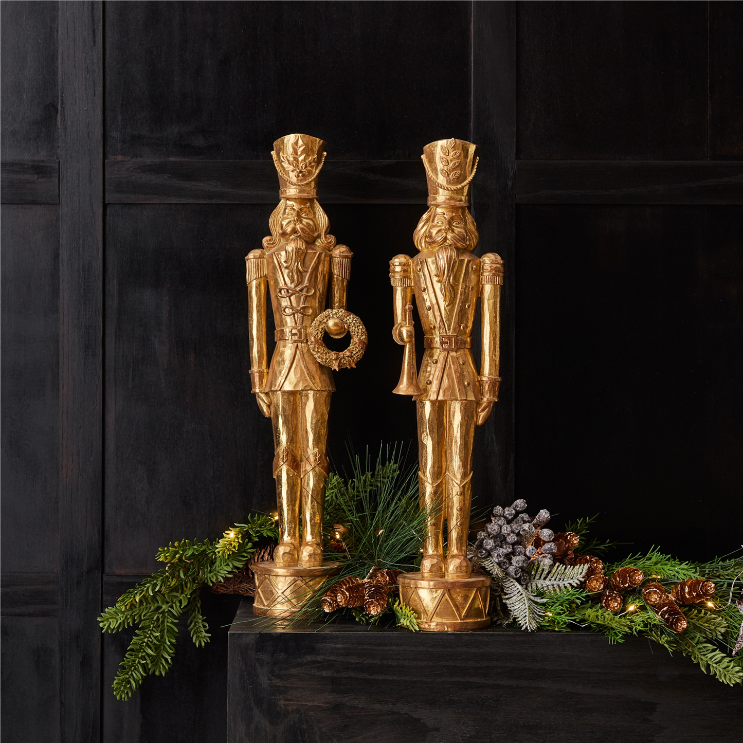 Gold Holiday Nutcracker Statue (Set of 2) -Ship Only